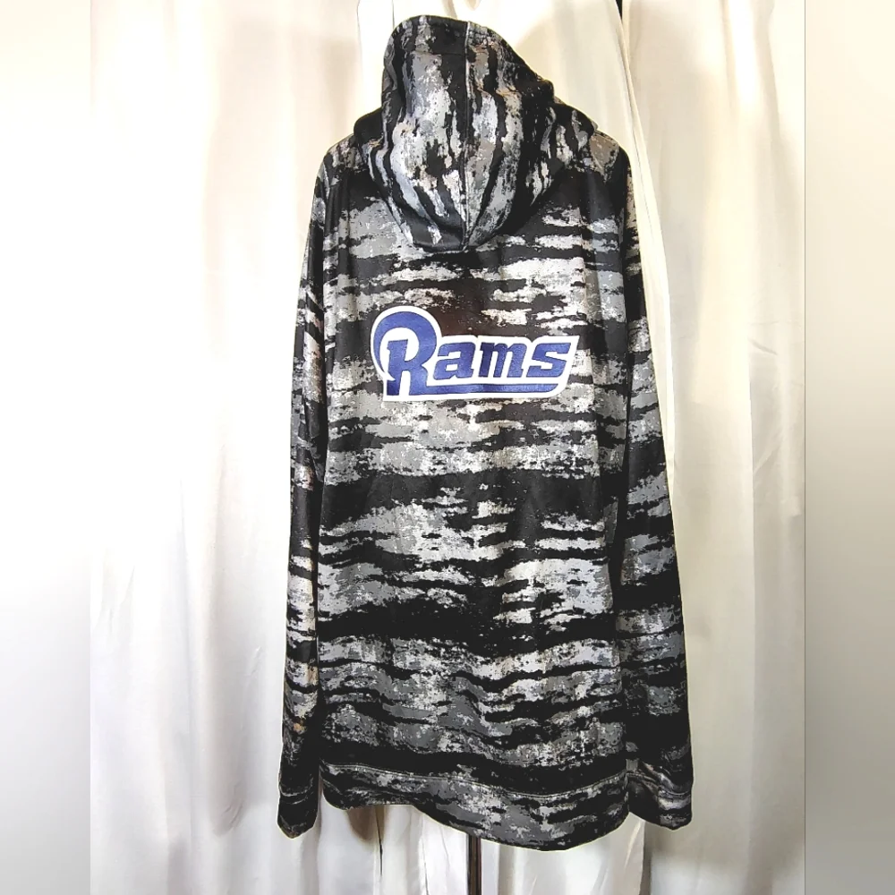 NFL Rams Hoodie, Men Zubaz Style: Gray/Black Camo, ZipUp, Logo, Hood, 2/3X - Picture 7 of 13